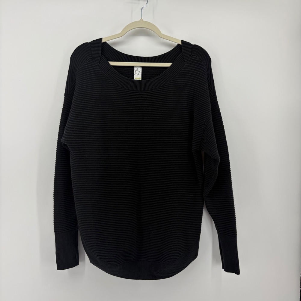 OFFLINE by Aerie Womens Small Black Sweater Ribbed Oversized Scoop Neck Pullover